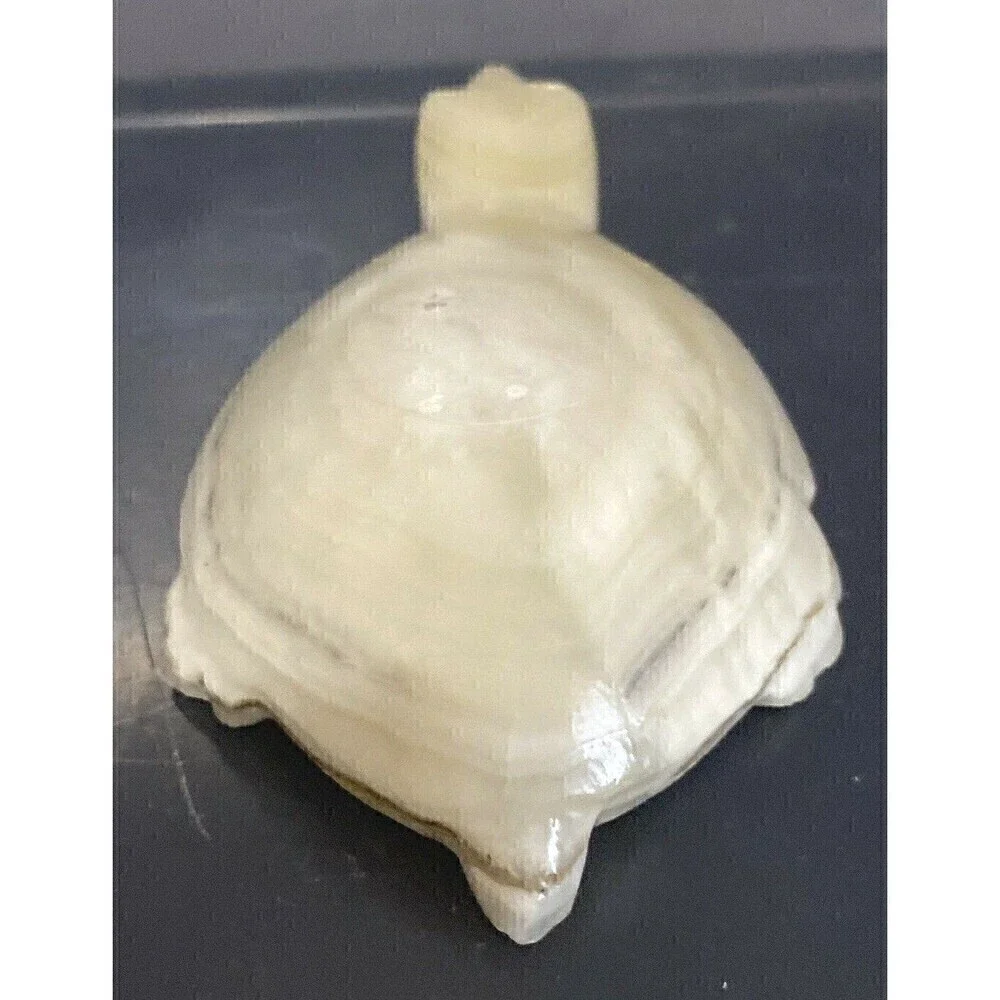 Onyx? Marble? Turtle Paperweight Figurine Carved Sea Tortoise Cream Vintage